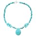 Southwestern Turquoise Gemstone Bead Choker Necklace with Teardrop Turquoise Pendant and Sterling Silver Accents, 15 1/2" Length, #7827