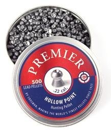 Crosman Premier .22 Cal, 14.3 Grains, Hollowpoint, 500/Tin