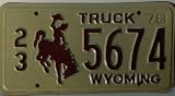 Wyoming 1978 Steel License Plate with Brown Horse and Rider
