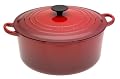 Le Creuset Enameled Cast-Iron 7-1/4-Quart Round French Oven, Cherry Red