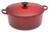 Le Creuset Enameled Cast-Iron 7-1/4-Quart Round French Oven, Cherry Red