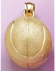 Gold Sports Charm Pendant 3-D Basketball Textured