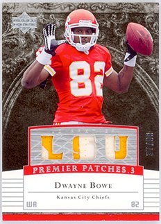 Dwayne Bowe 2007 Upper Deck Premier Rookie Triple 2 Color Patch Serial #37/99