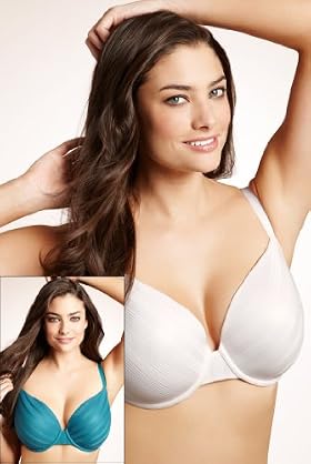 2 Pack Underwired Textured Stripe Plunge T shirt Bra