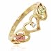 TRI COLOR 24K Gold Vermeil Heart Leaf Ring Size 6 LOVE