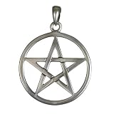 Large Sterling Silver Pentagram Pentacle Pendant - Wiccan Pagan Jewelry
