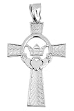 Silver Claddagh Irish Cross Pendant