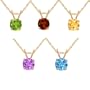 10k Yellow Gold 5 Piece Individually Boxed 5mm Round Amethyst, Blue Topaz, Citrine, Garnet and Peridot Stud Pendants Set, 18"