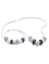 Crystal Charm Bracelet and Necklace Gift Set Girls Pandora Style