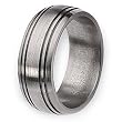 Grooved Brushed and Polished Titanium Ring (8.0 mm) - Sizes 8-12