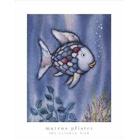Rainbow Fish Thinking About Octopus' Advice Art Poster Print by Marcus Pfister, 10x12
