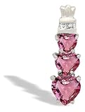 14K White Gold Genuine Heart Pink Tourmaline and Diamond Pendant