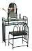 Sturdy Black Metal Vanity With Table & Bench Set Adjustable Mirror