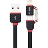 Swiftrans Apple Lightning USB Cable, [Apple MFi Certified] Lightning to USB Cable with Micro USB Connector Charge and Sync for iPhone, iPad and Android 3.3ft - Black