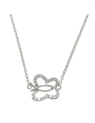 Sterling Silver 16" Sideways Butterfly CZ Necklace