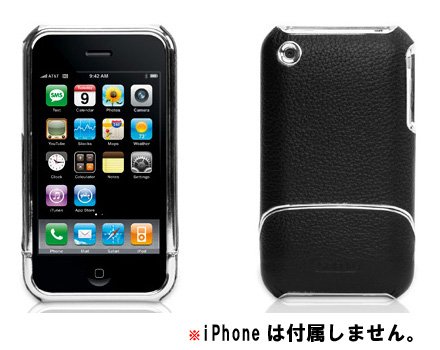 GRIFFIN 黒のレザーとクロムメッキ加工を施した縁取りがアクセントのiPhone3G用ハードケース GRF-ELANF/CHROME-IP