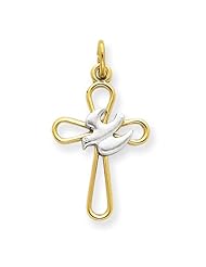 18k Gold-plated & Sterling Silver Holy Spirit Cross with Dove Charm