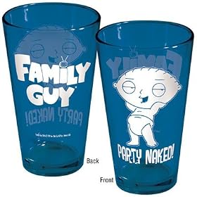 Family Guy Stewie Party Naked! Blue Pint Glass