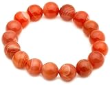 12mm Round Orange Agate Beaded Bracelet