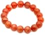 12mm Round Orange Agate Beaded Bracelet, 7.5"