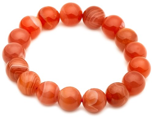 12mm Round Orange Agate Beaded Bracelet