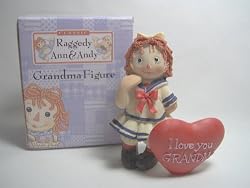 Raggedy Ann and Andy I Love You Grandma Heart Figurine