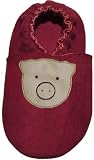 Plateau Krabbelschuhe Lederpuschen Krabbelpuschen Kinderschuhe Schweinchen Rot