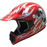 Kids ATV Motocross Helmet DOT 182 Wine Red Skull Large