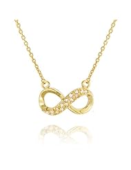 Valentines Day Gifts Bling Jewelry Figure 8 Gold Vermeil CZ Infinity Necklace