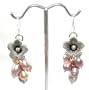 Beautiful Genuine Freshwater Purple and Pink Pearl and Flower Cluster Earrings on 925 Sterling Silver Hooks Comes Gift Boxed
