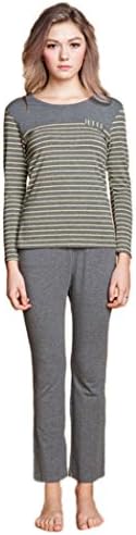 MiYang Women's stripe round collar Casual Sleeping Set Pajama