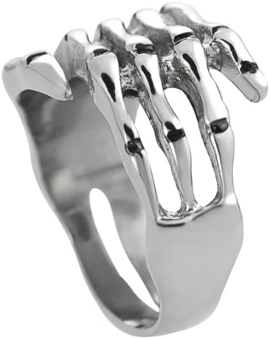 Boston Traveler Mens Stainless Steel Skull Hand Ring Sizes 9-13