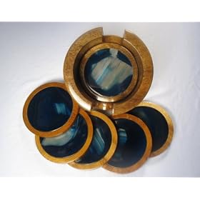 Click here to buy Blue Agate Coaster Set by Fabio.