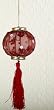 Asian Fusion Red Fabric Lantern with Tassels Christmas Ornament 6"