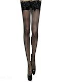 Yummy Bee Black Fishnet Stockings Hold Ups Lace Tops Black Bows Lingerie