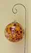 Orange and Burgundy Hand-blown Glass Sun Catcher Gazing Globe with Shepherds Hook (6 inch)