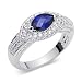 Standout 1.00 carat total weight Marquise Shape Checker Board Created Blue Sapphire & White CZ Size 6 Gemstone Ring in Sterling Silver