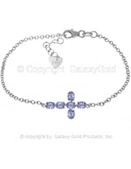 Tanzanite Cross Bracelet in 14k White Gold
