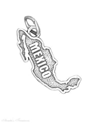 Sterling Silver Outline Map Of Country Of MEXICO Word Charm