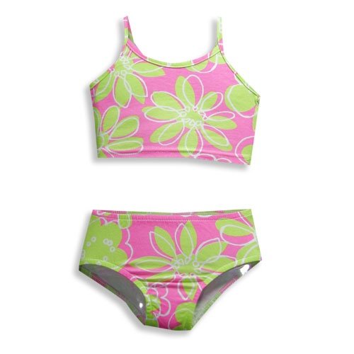 Girlfriends by Anita G Designer Clothes – Toddler Girls 2 Piece Tankini Bathing Suit, Pink, Lime (Size 4T)