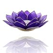 Veilleuse en forme de Fleur de Lotus en Nacre de Capiz Bleue Indigo ( 6�me Chakra)