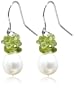 Freshwater Cultured Pearl and Peridot Chip Earrings (9-10mm)