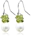 Freshwater 9-10mm Cultured Pearl and Peridot Chip Earrings