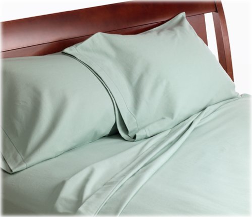 Wamsutta 100% Cotton Luxury Flannel Queen Sheet Set with Bonus Standard Pillowcase Pair, Celadon
