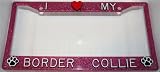 Paw Prints Pink Glitter I Love My Border Collie Frame