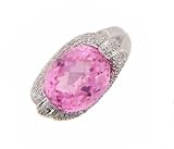 14k White Gold Diamond Pink Sapphire Ring
