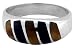 Gent's Sterling Silver Black Obsidian with Tiger Eye Ring size 10