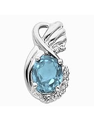 14K White Gold Oval Cut Aquamarine Pendant -- LIFETIME WARRANTY