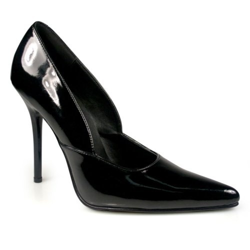 4 1 2 Inch Sexy Stiletto Shoe Classic Pump Shoe WIth Pointed-Toe Black Patent