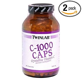 Twinlab C-1000 Caps, 1000mg, 250 Capsules (Pack of 2)